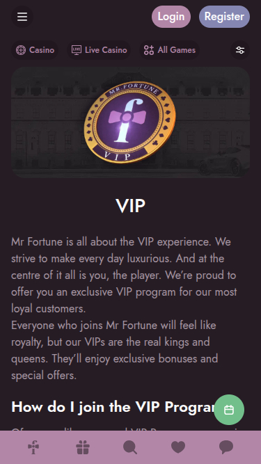 Mr Fortune Casino Mobile VIP Program