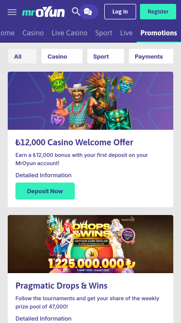 Promotions mobiles du casino MrOyun