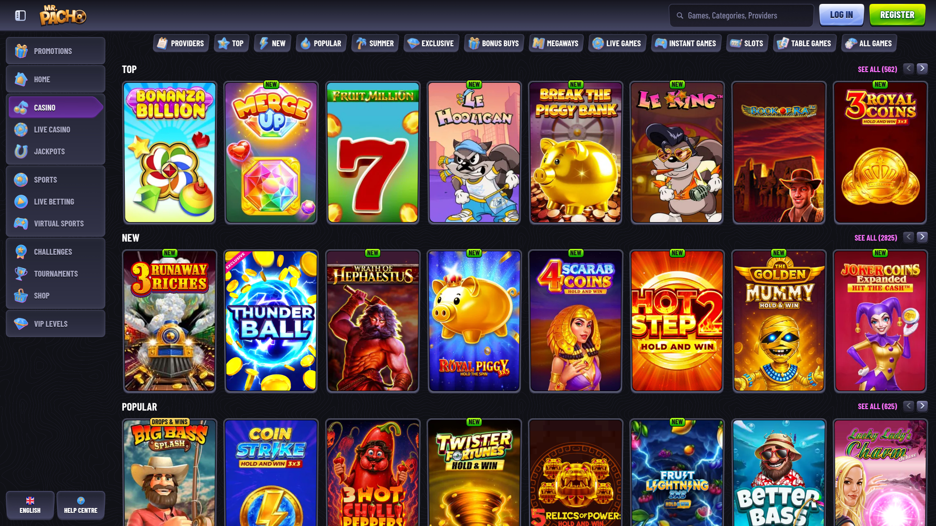 Jeux de casino MrPacho pour ordinateur