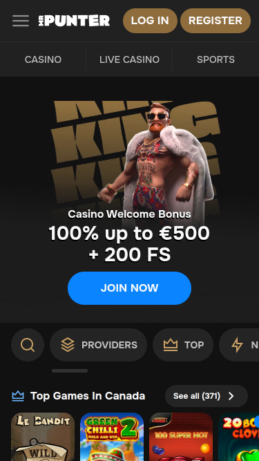 MrPunter Casino Mobile Homepage