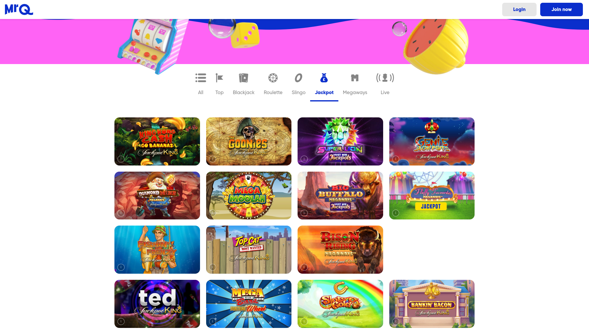 Jackpot du casino MrQ sur ordinateur