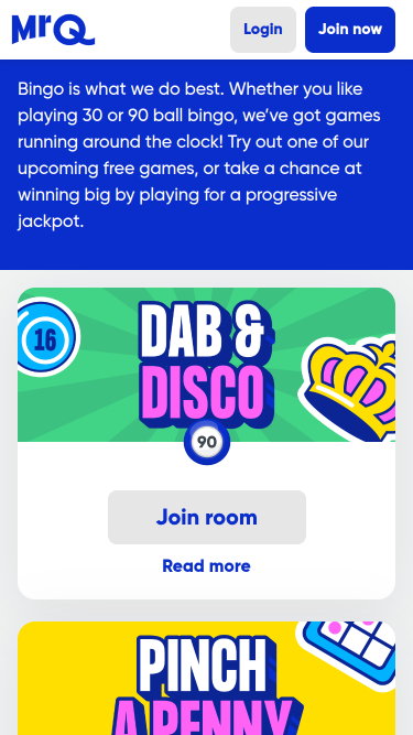 Bingo mobile du casino MrQ