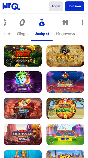 Jackpot mobile du casino MrQ