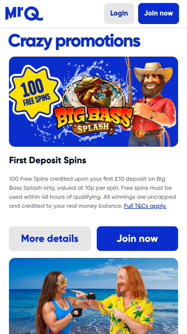 Promotions mobiles du casino MrQ