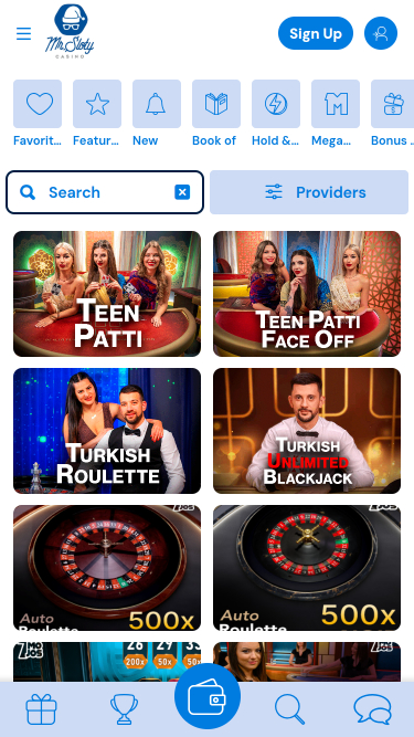 MrSloty Casino Mobile Live Dealer