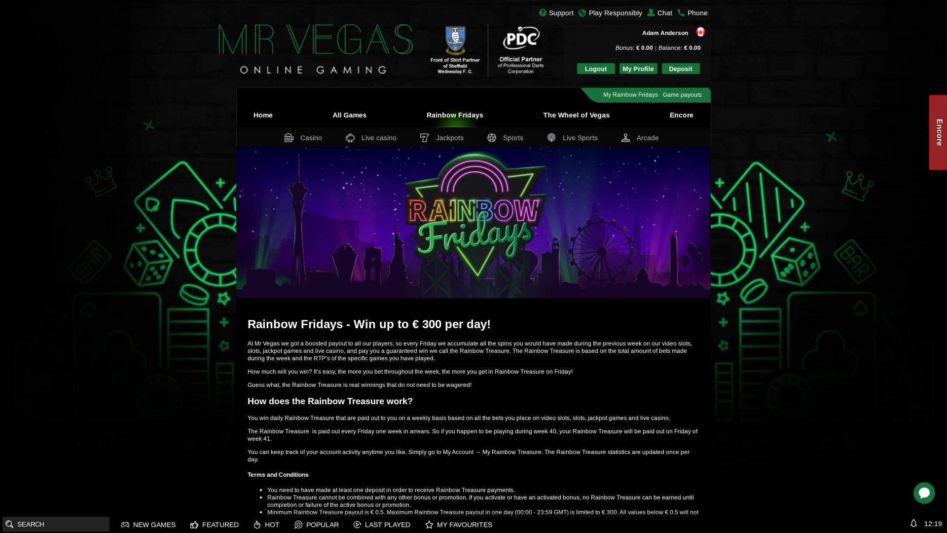 Promotions sur ordinateur du casino MrVegas
