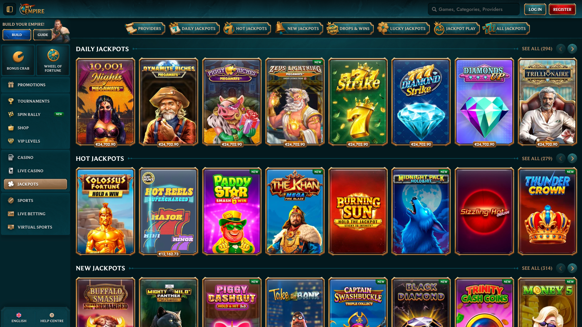 Jackpot de bureau My Empire Casino