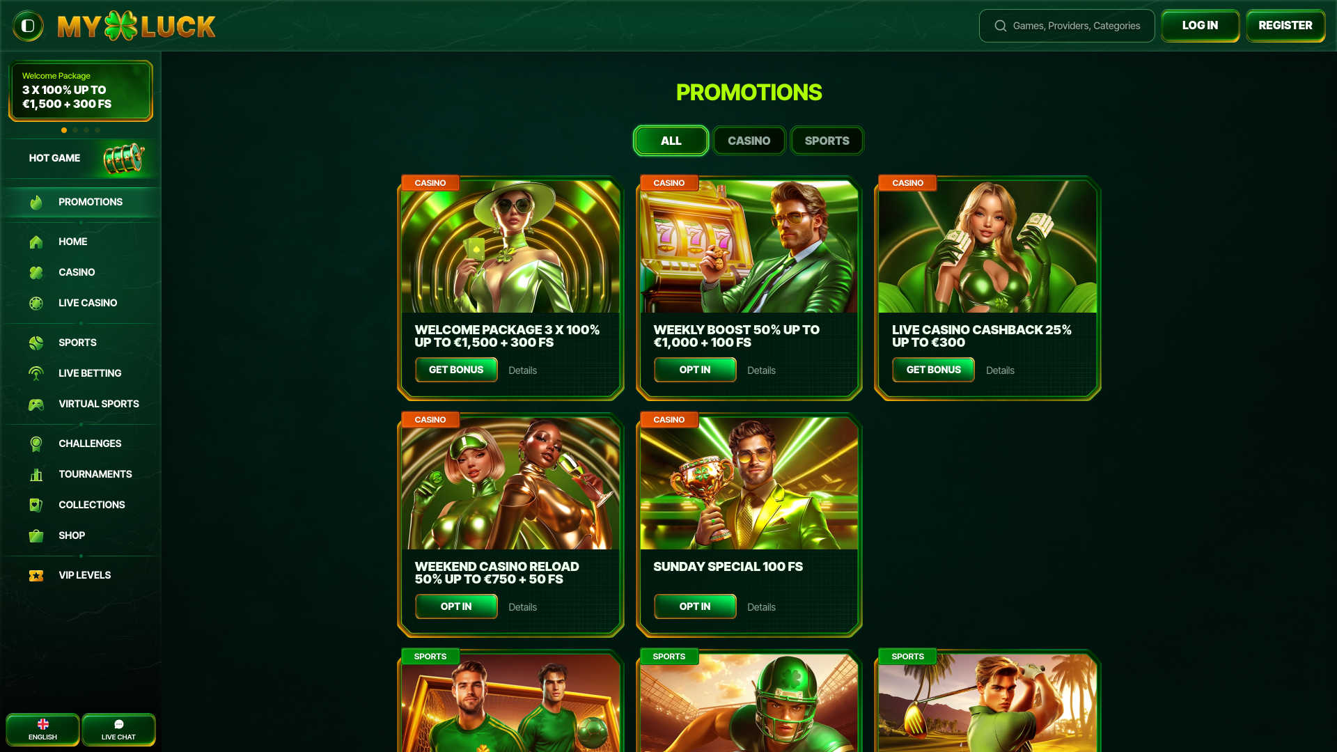 Promotions MyLuck Casino sur ordinateur