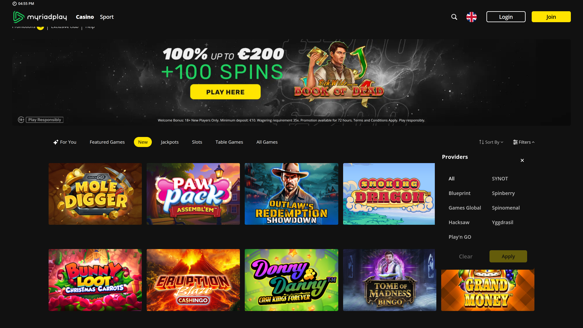 Développeurs de jeux de casino pour ordinateur MyriadPlay