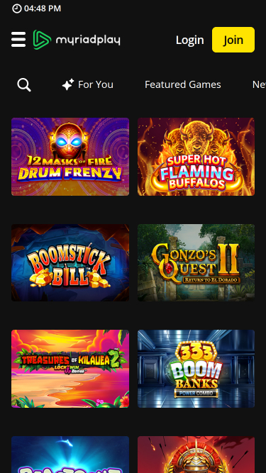 Jeux mobiles de casino MyriadPlay