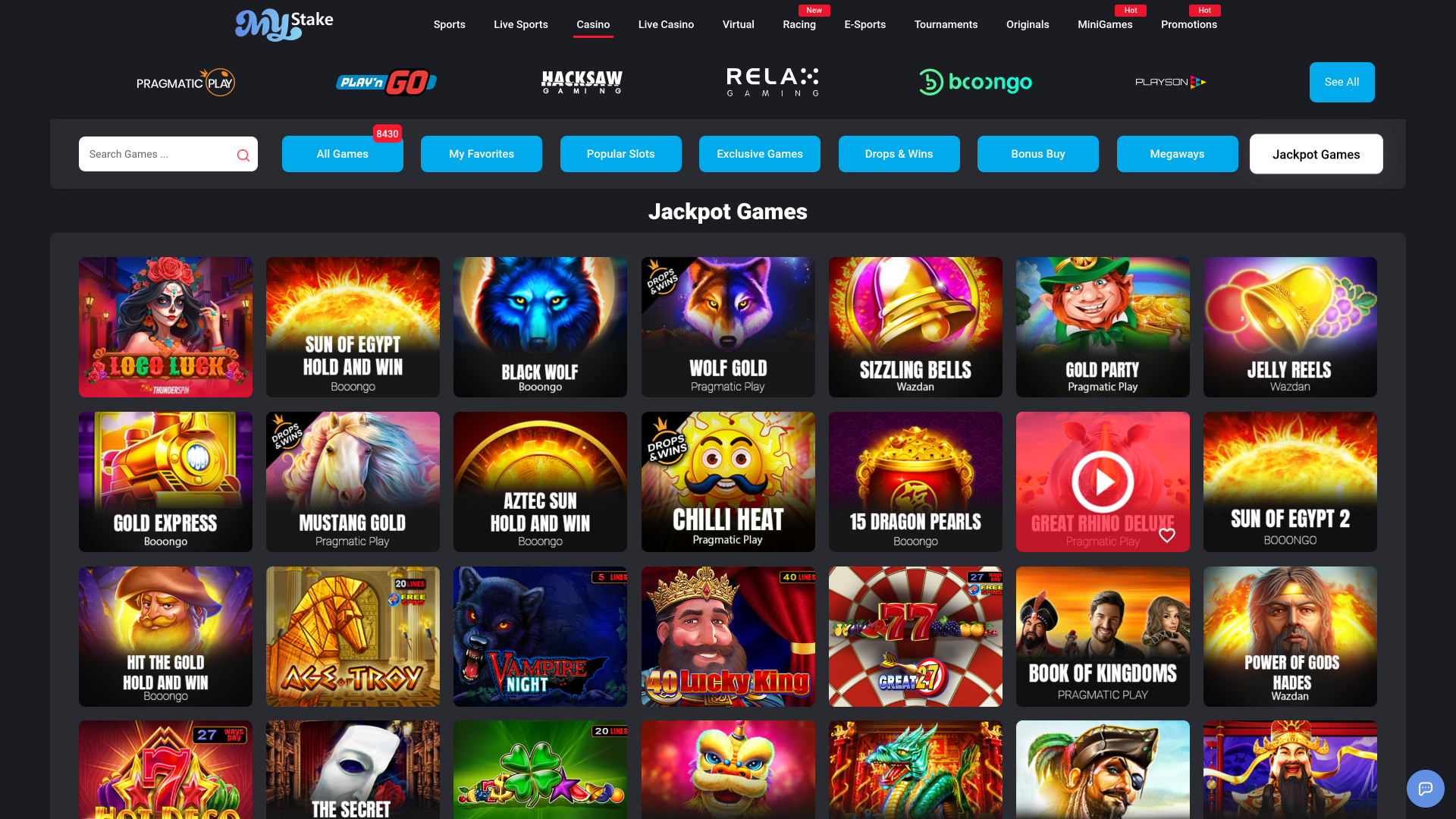 Jackpot de bureau du casino MyStake