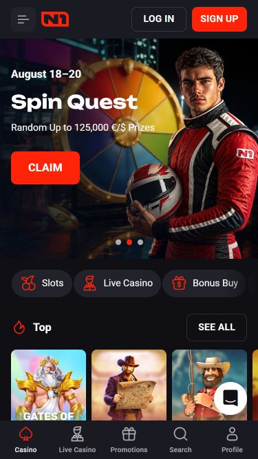 N1 Casino Mobile Homepage