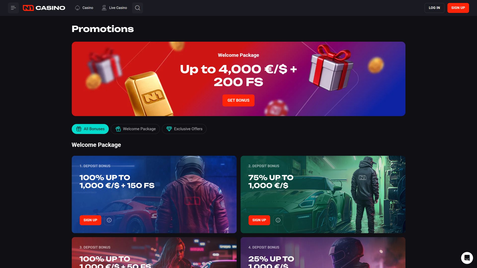 N1 Casino Desktop-Aktionen
