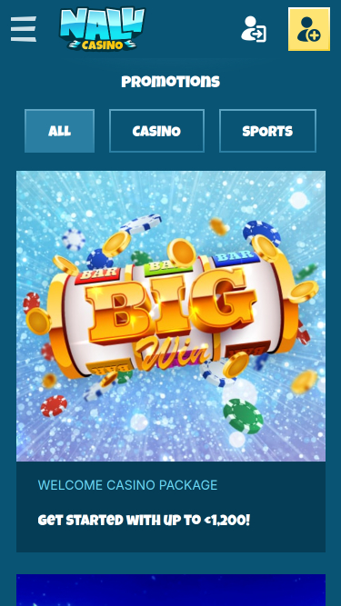 Promociones móviles de Nalu Casino