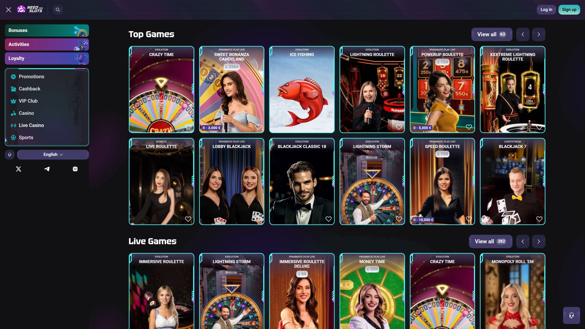 Need for Slots Casino Desktop Live Dealer