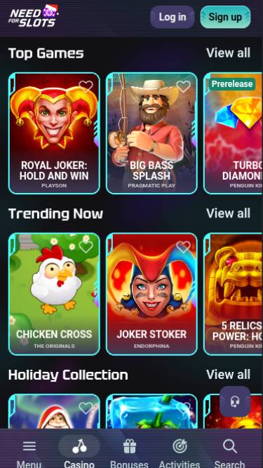 Скриншот мобильной страницы игр казино Need for Slots