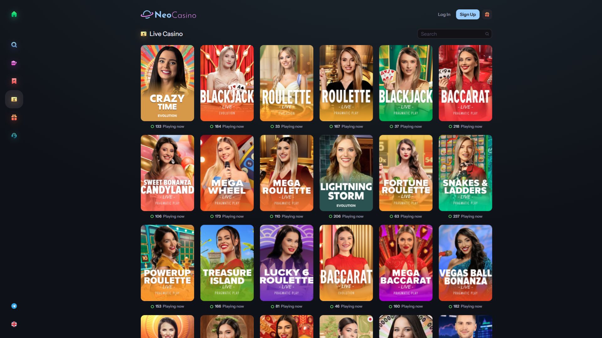NeoCasino Desktop Live-Dealer