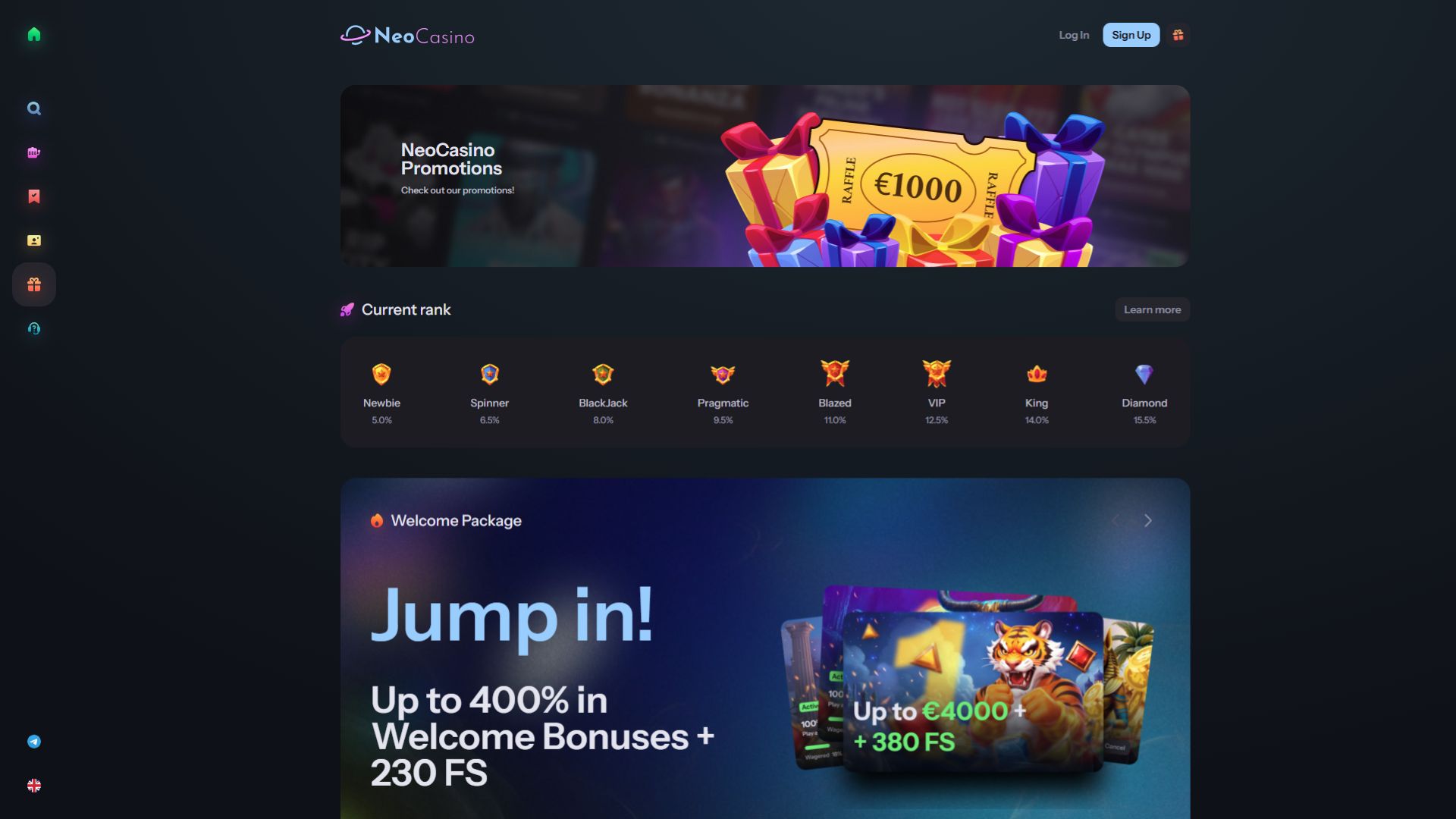 NeoCasino Desktop-Aktionen