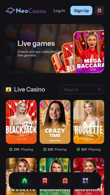 NeoCasino Live Dealer Mobile