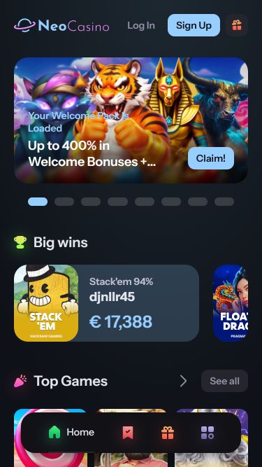 NeoCasino Mobile Homepage