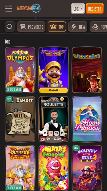 Jeux mobiles de casino Neon54