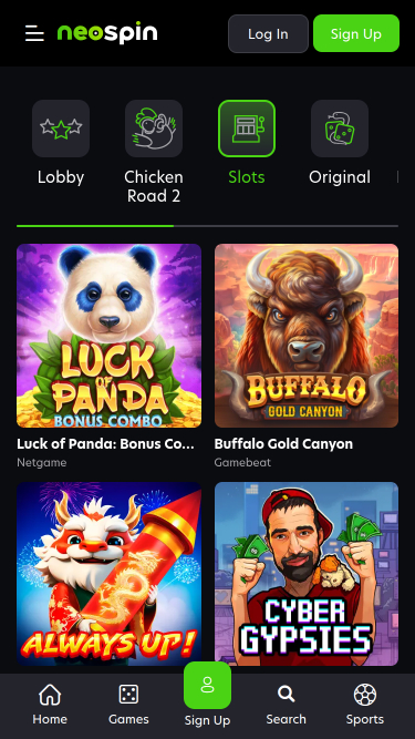 Juegos móviles de Neospin Casino