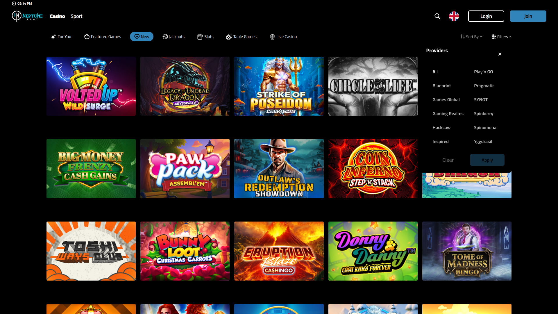 Desarrolladores de juegos de escritorio de Neptune Play Casino