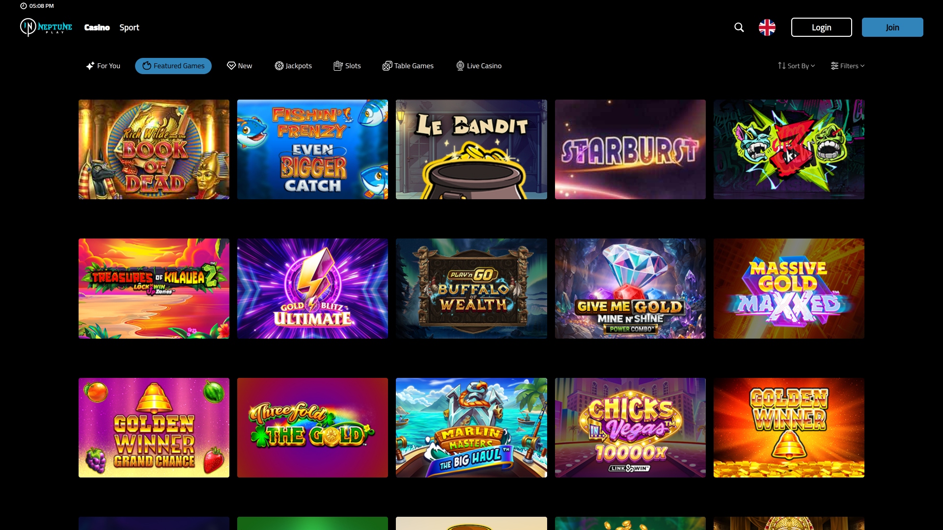 Juegos de escritorio del casino Neptune Play