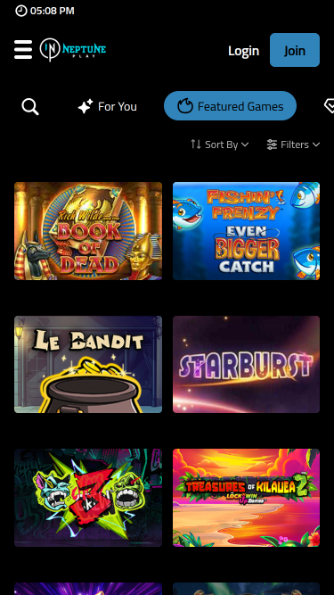 Juegos móviles del casino Neptune Play