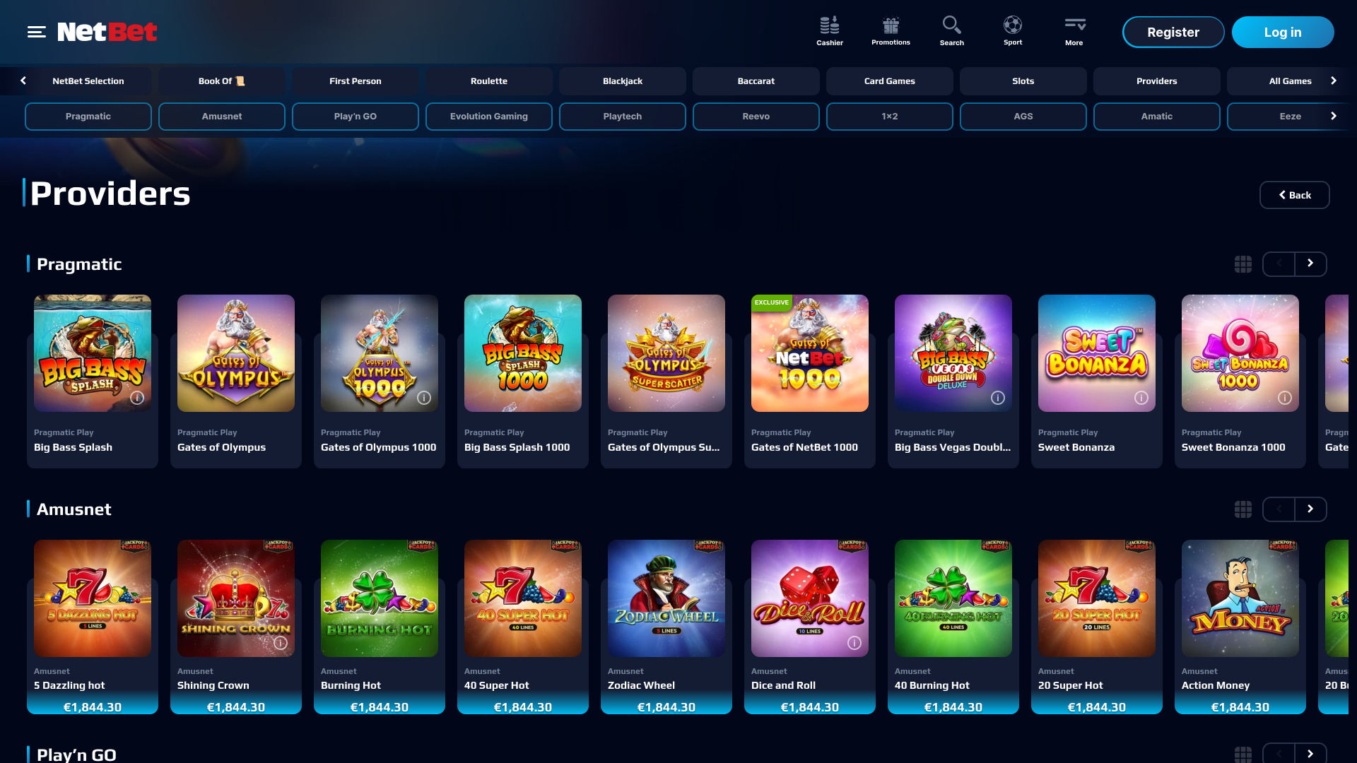 Développeurs de jeux de casino NetBet pour ordinateur