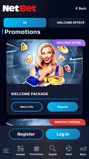 Promotions mobiles du casino NetBet
