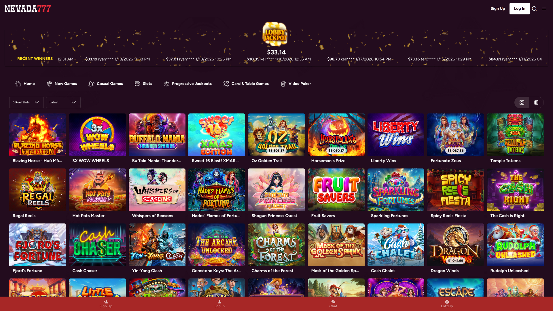 Juegos de escritorio del casino Nevada 777
