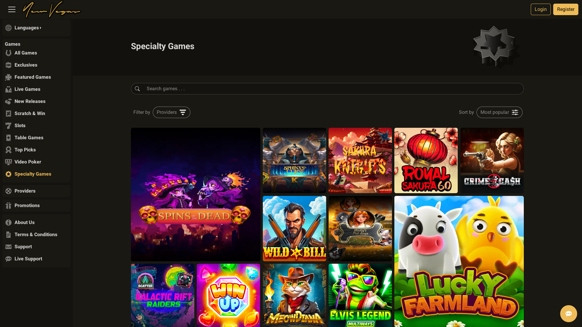 Jeux spécialisés pour ordinateur de bureau du casino NewVegas