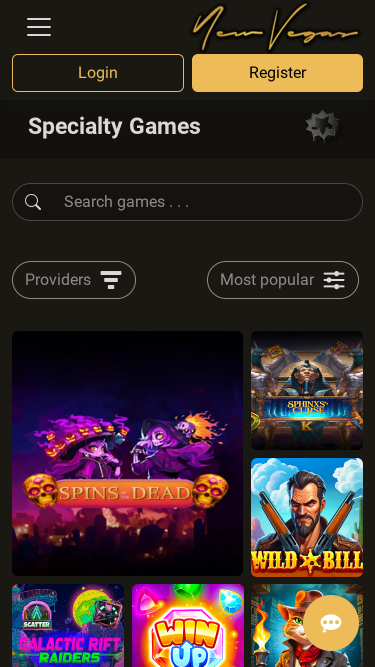 Jeux spécialisés mobiles du casino NewVegas