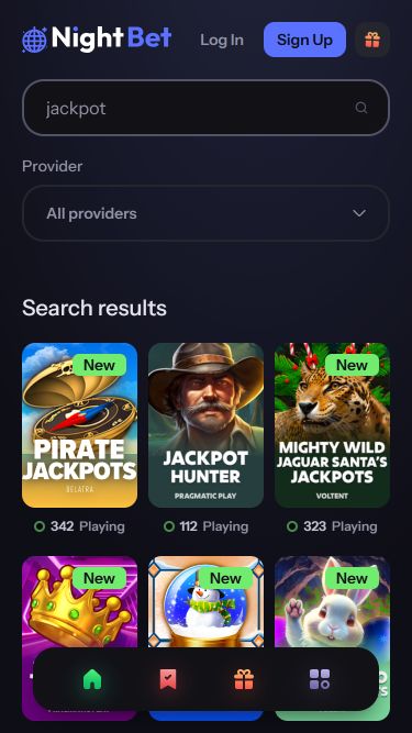 Jackpot mobile du casino NightBet