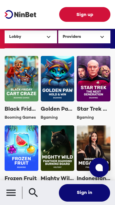 Ninbet Casino Mobile Games