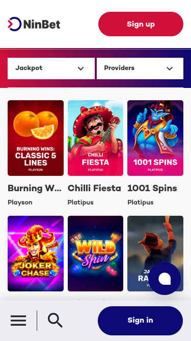 Ninbet Casino Mobile Jackpot