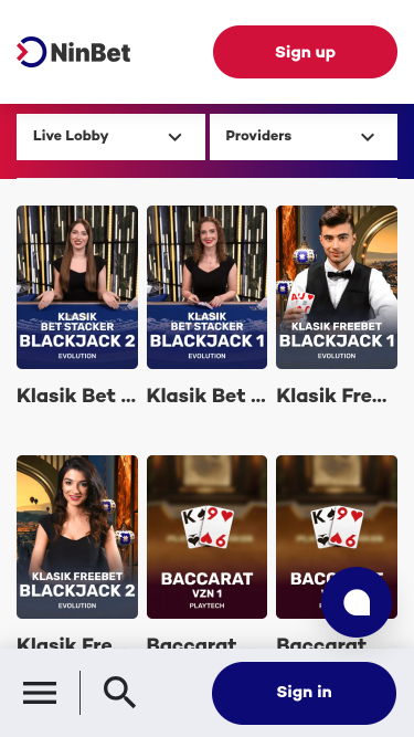 Ninbet Casino Mobile Live Dealer