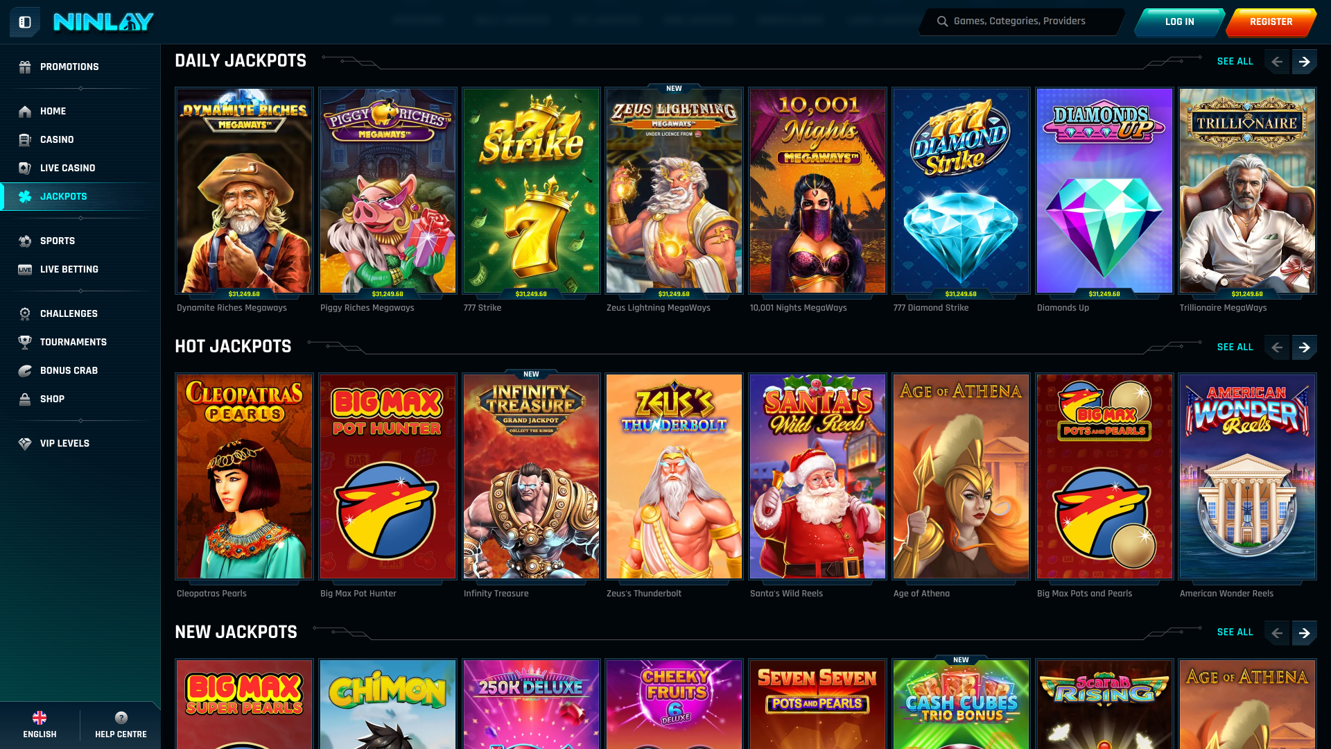 Jackpot de bureau du casino Ninlay