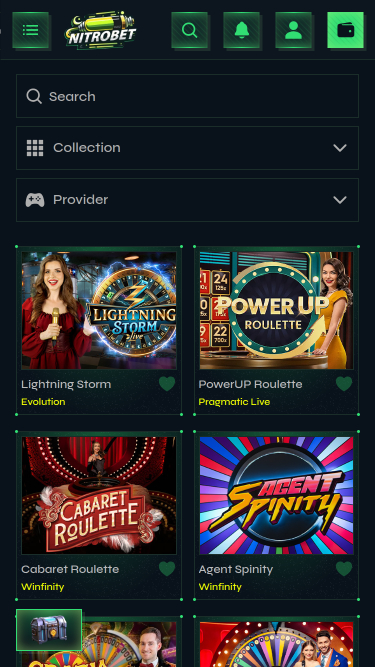 Casino móvil Nitrobet con crupier en vivo