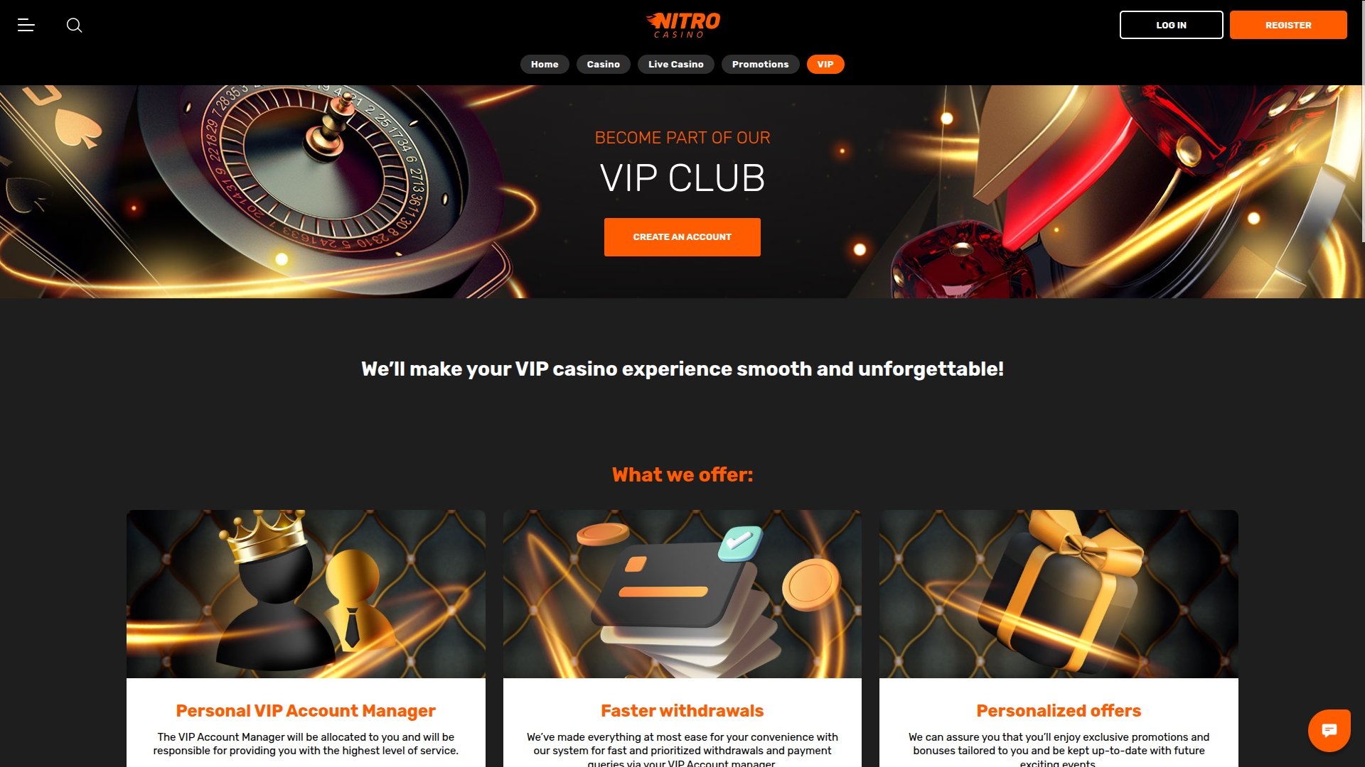 Programme VIP NitroCasino pour ordinateur