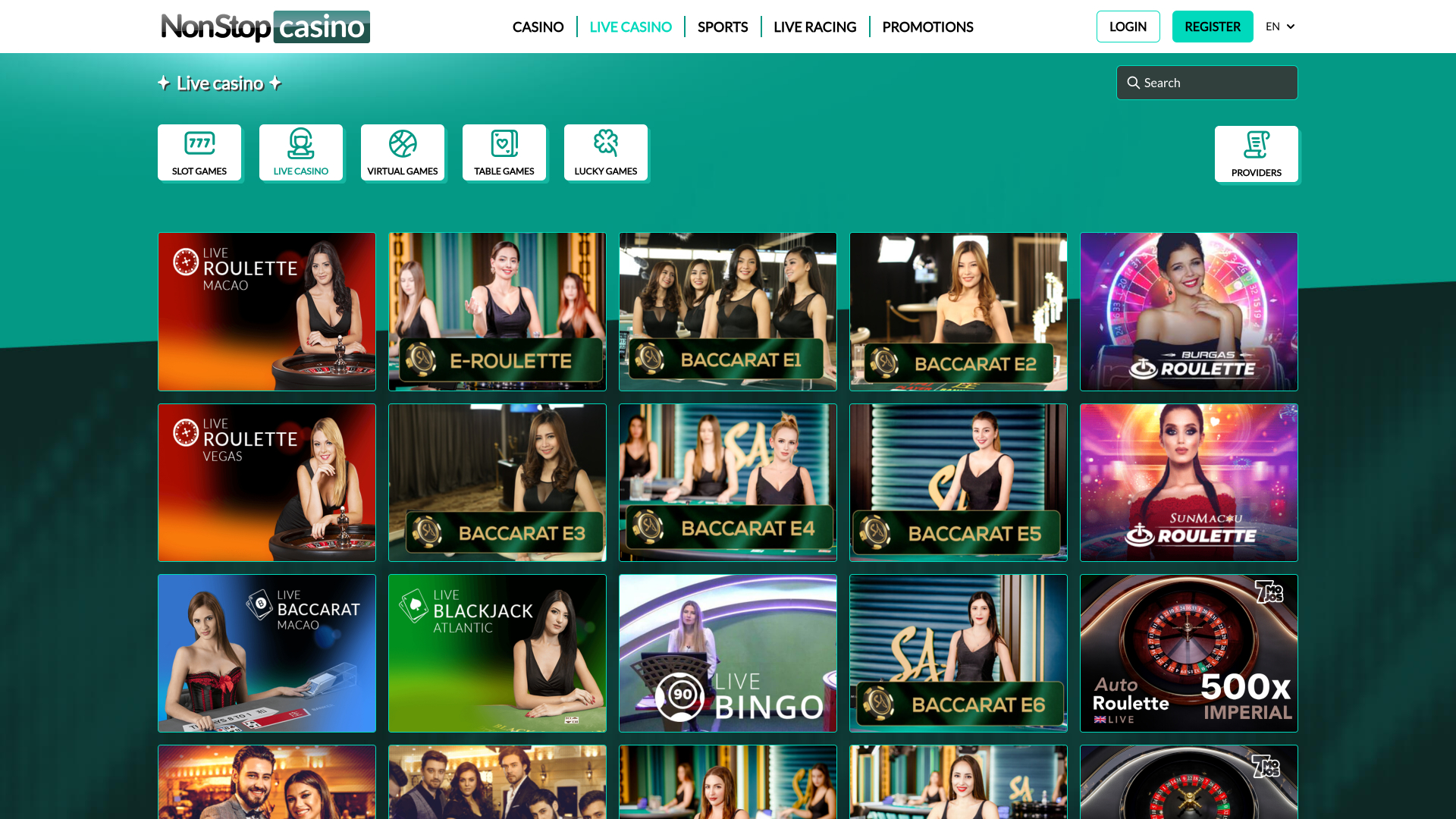 Casino en direct sur ordinateur NonStop avec croupier en direct