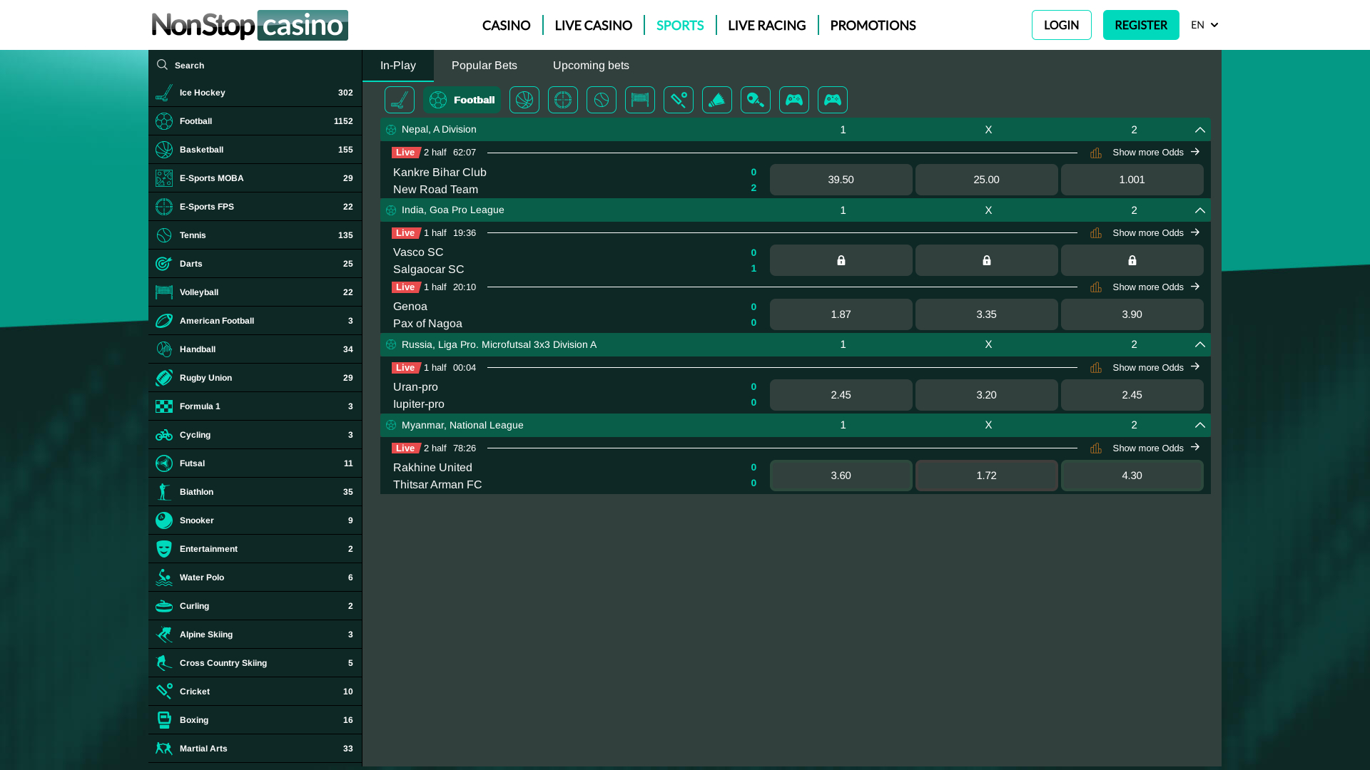 Paris sportifs sur ordinateur NonStop Casino