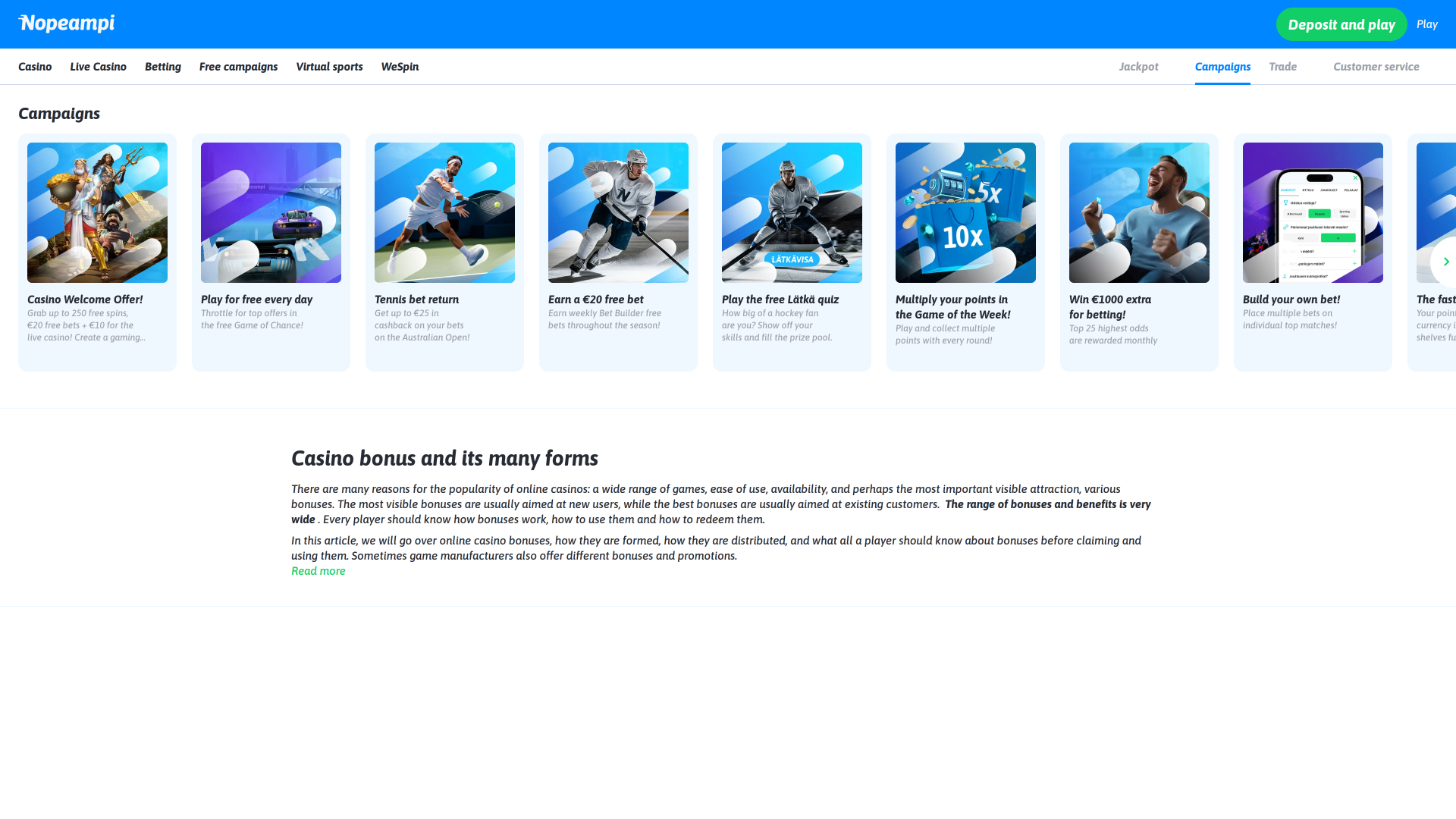 Promociones de escritorio de Faster Casino