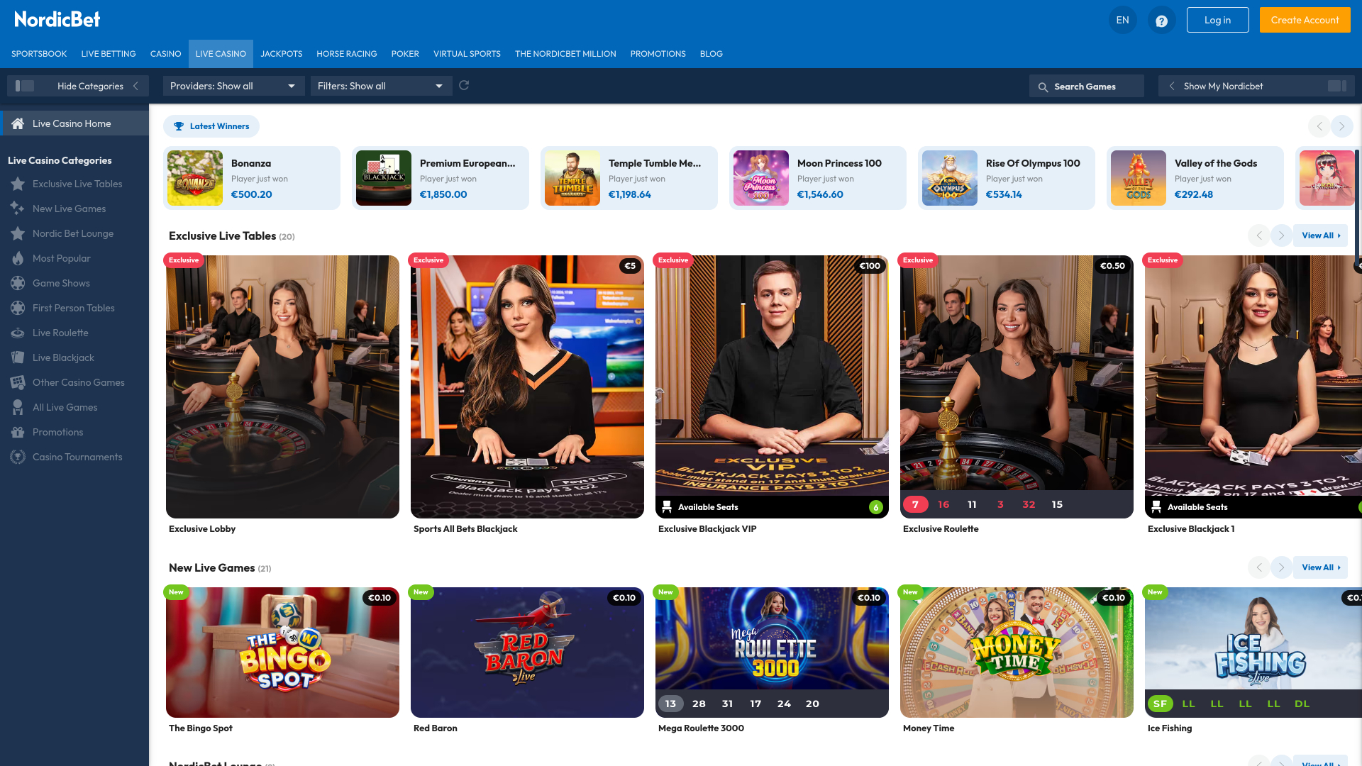 Croupier en direct sur ordinateur de NordicBet Casino