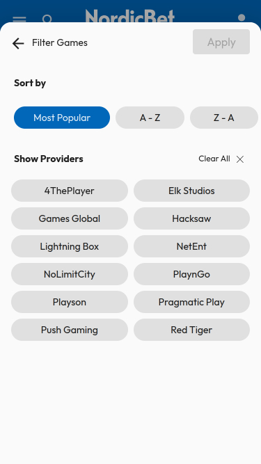 Développeurs de jeux mobiles de casino NordicBet