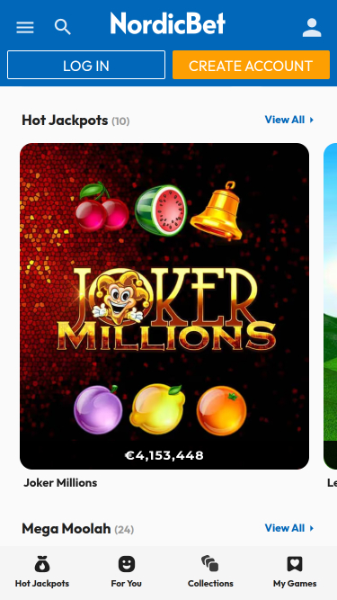 Jackpot mobile du casino NordicBet