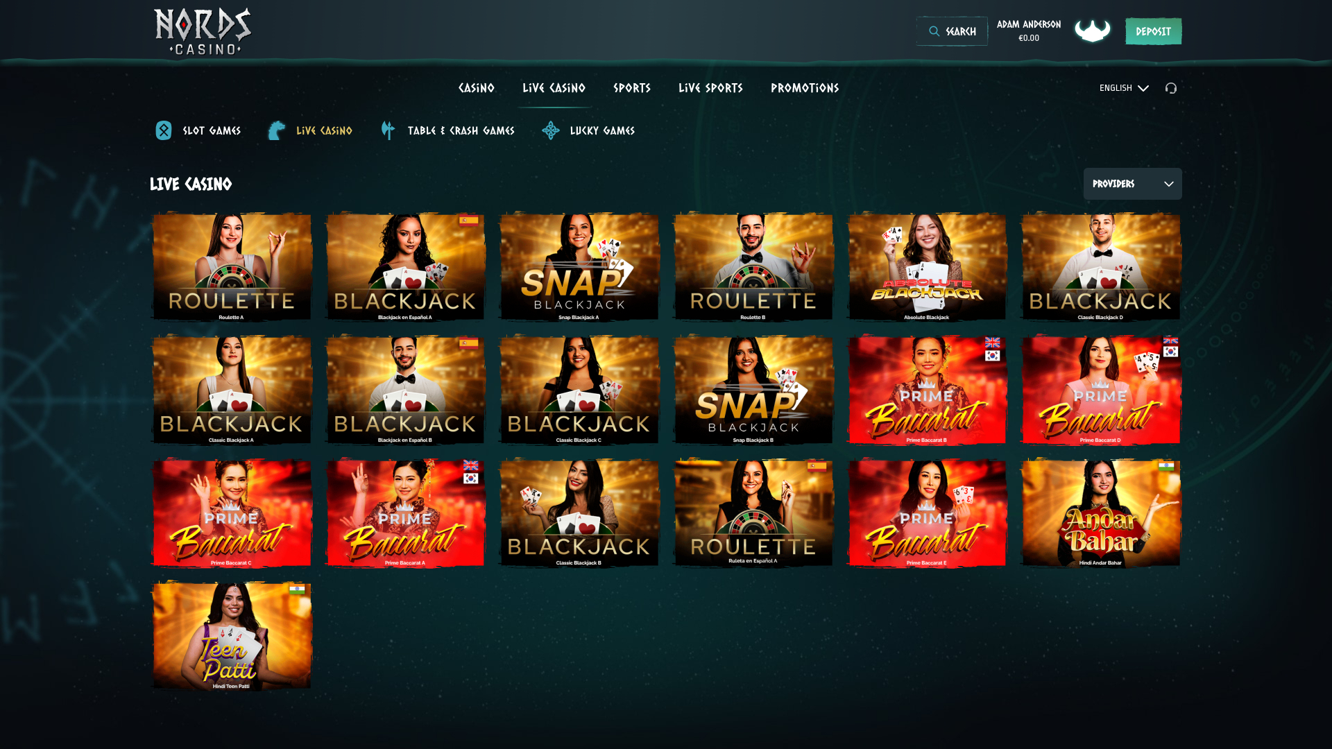 Nords Casino Desktop Live Dealer