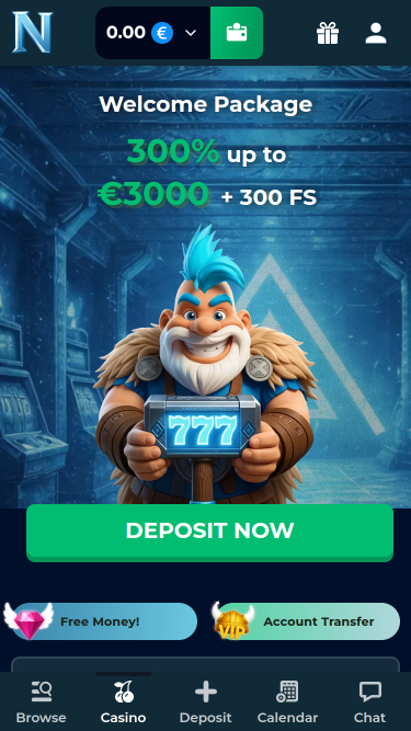 Norsewin Casino Mobile Homepage
