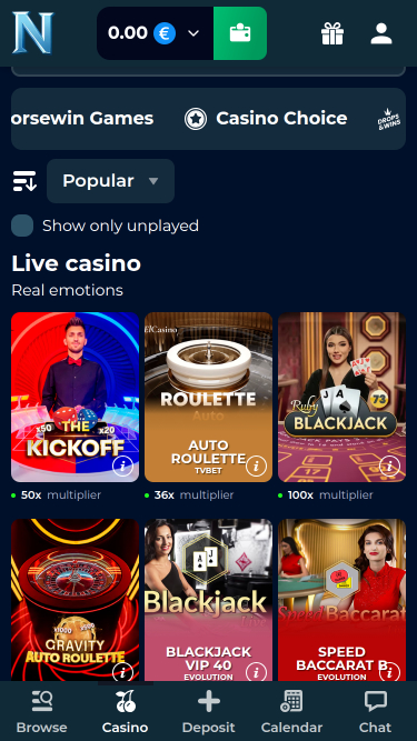 Norsewin Casino mobile Live Dealer